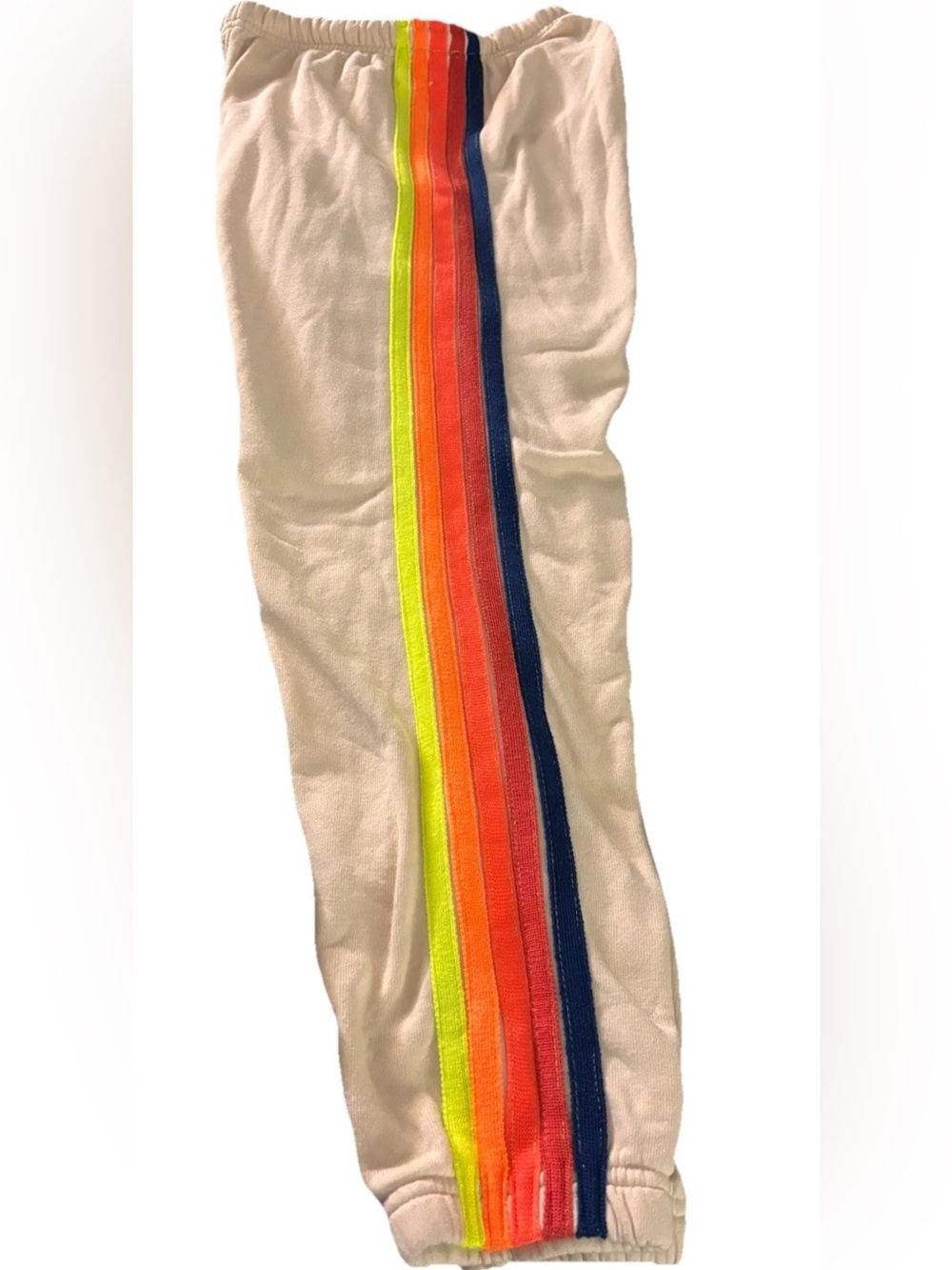 Aviator Nation Sweatpants 5 Five Stripe Women’s Ivory Cream Peach Neon Small HTF